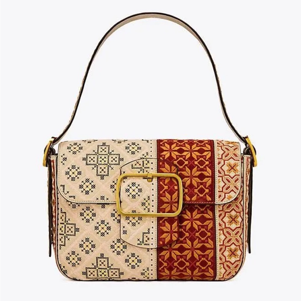 Tory Burch Swayed Embroidered Shoulder Bag